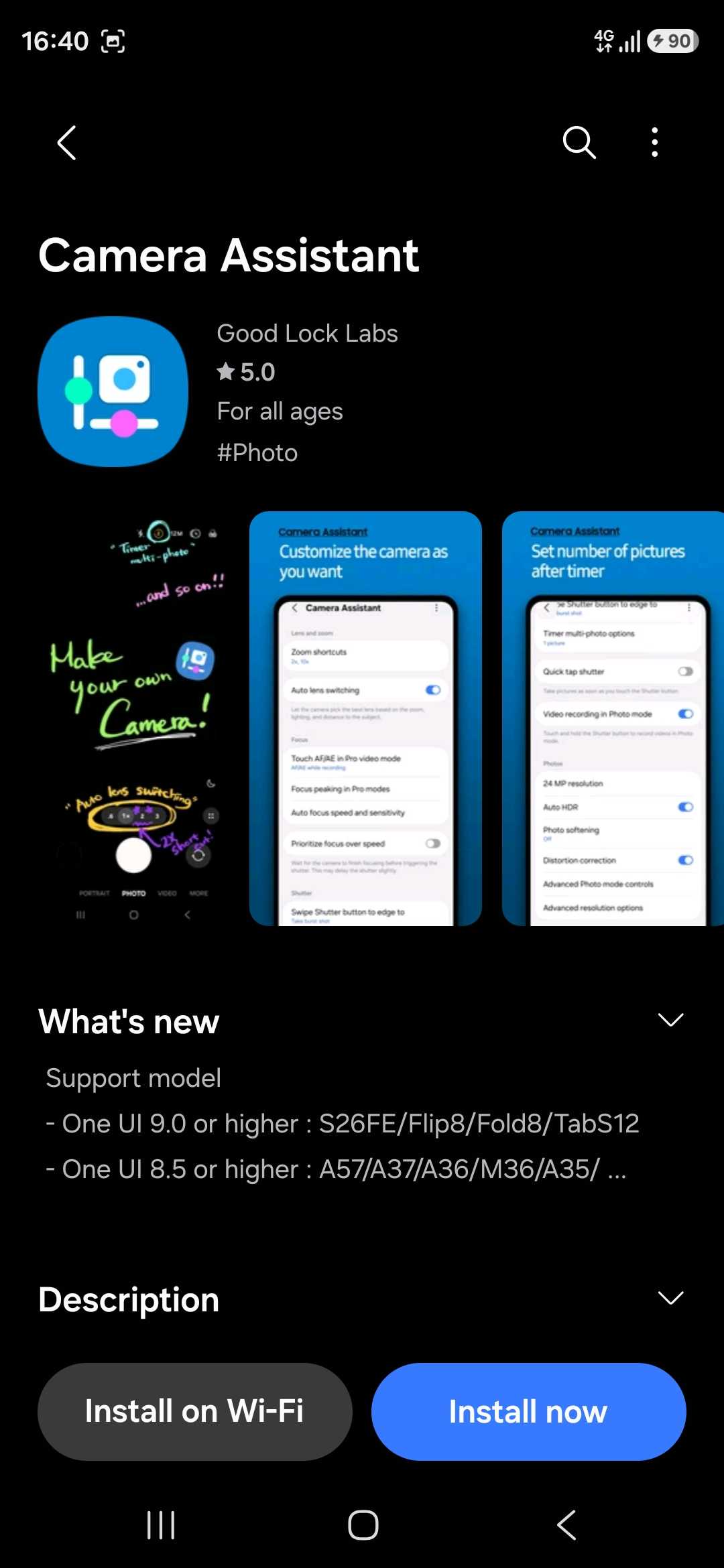 Camera Assistant on Galaxy store
