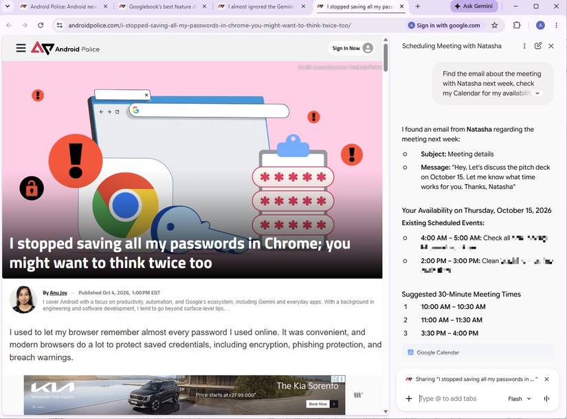 Screenshot showing how to query anything in Chrome using Ask Gemini