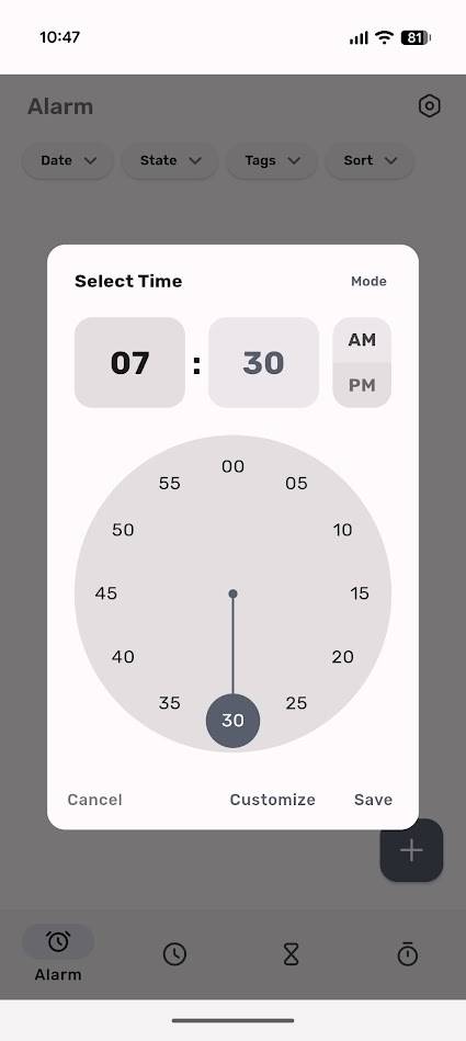 timer selector in chrono app