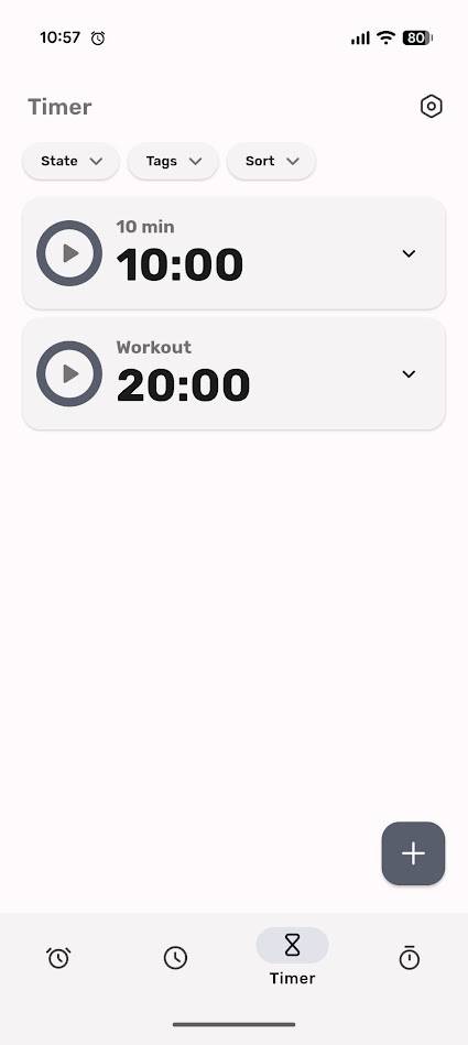 saved timers in chrono app