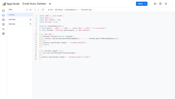 Email auto-deleter script