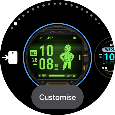 Screenshot showing the customize option in Fallout Pip-Boy SE watch face