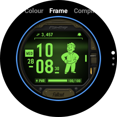 Screenshot showing how to customize Fallout Pip-Boy SE watch face