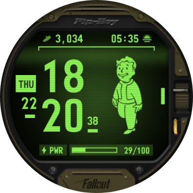 Screenshot showing Fallout Pip-Boy SE watch face
