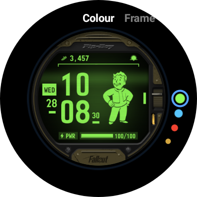 Screenshot showing how to customize Fallout Pip-Boy SE watch face