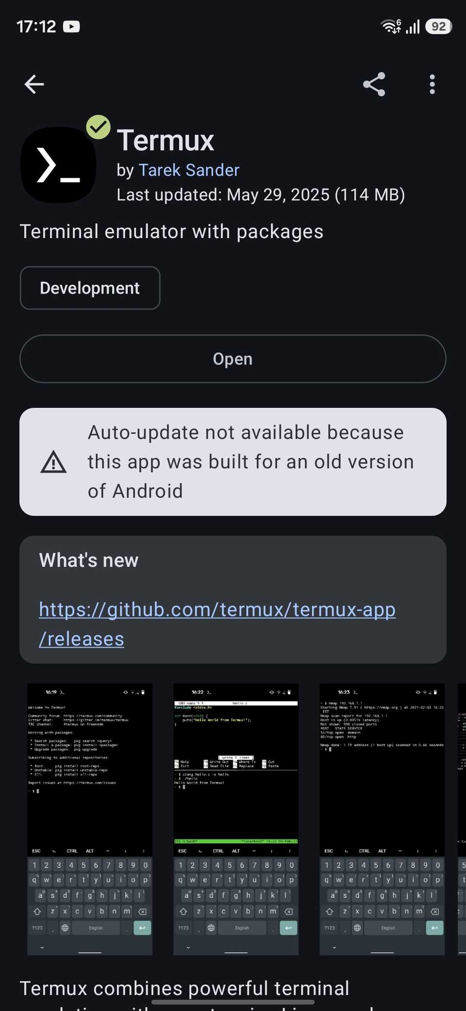 Fdroid Termux page