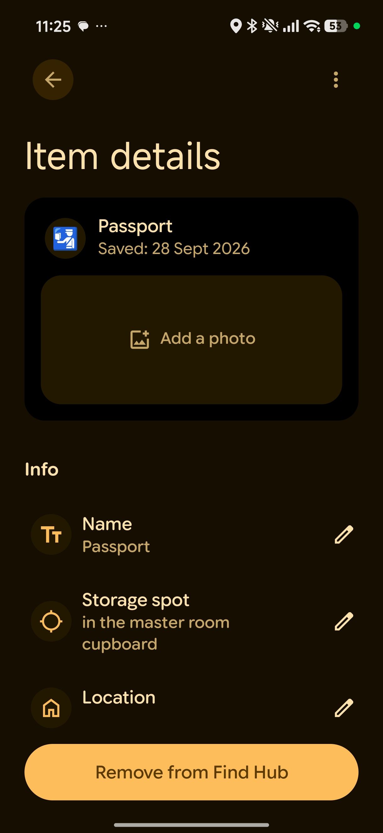 Various fields that can be filled in an item's page