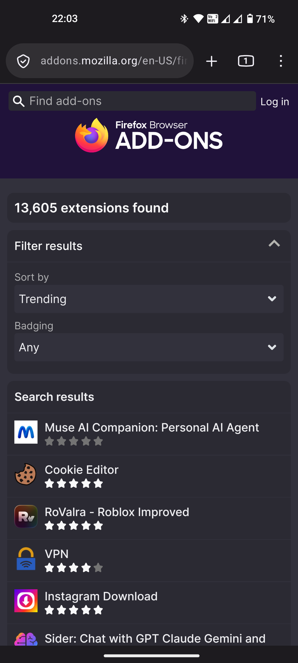 Firefox extensions menu (3)