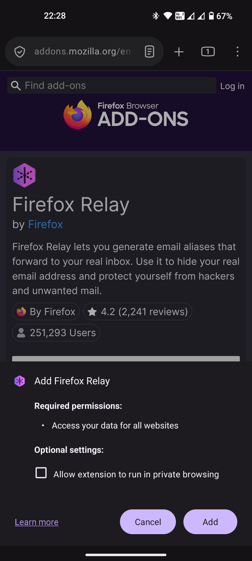 Firefox extensions menu (4)