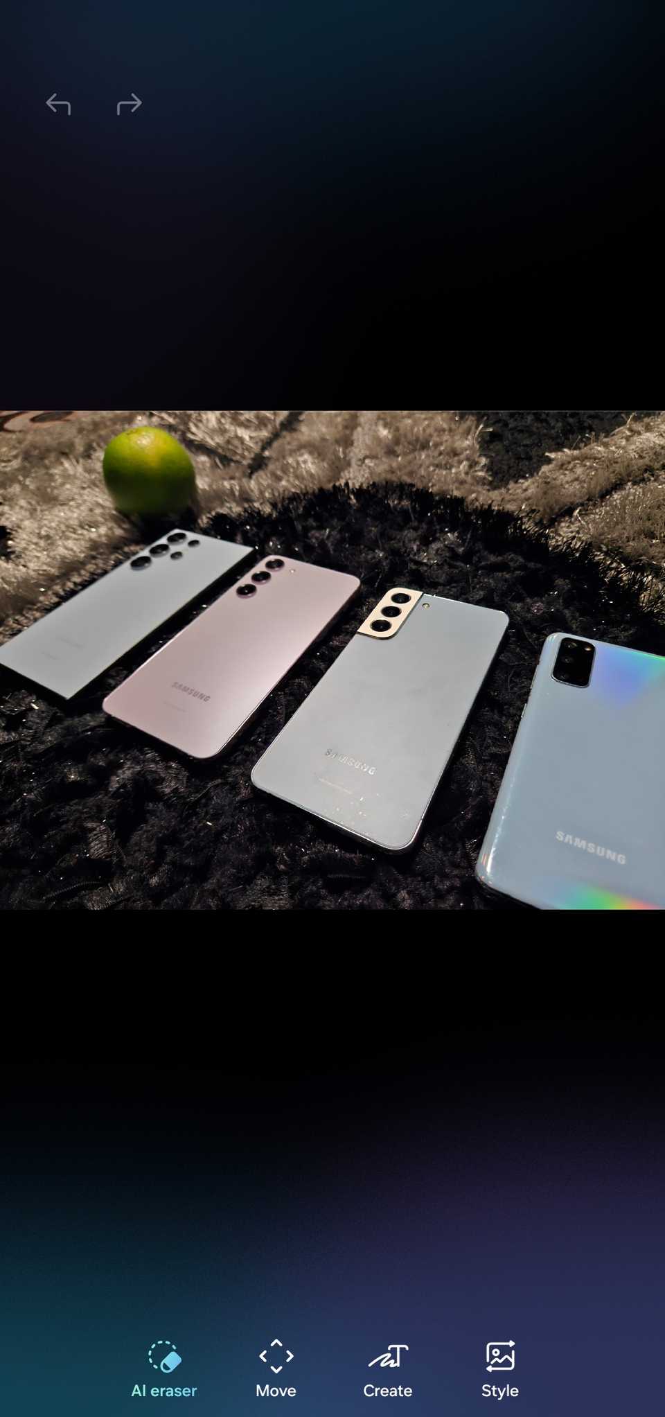 Samsung Gallery showing the Generative edit tool.
