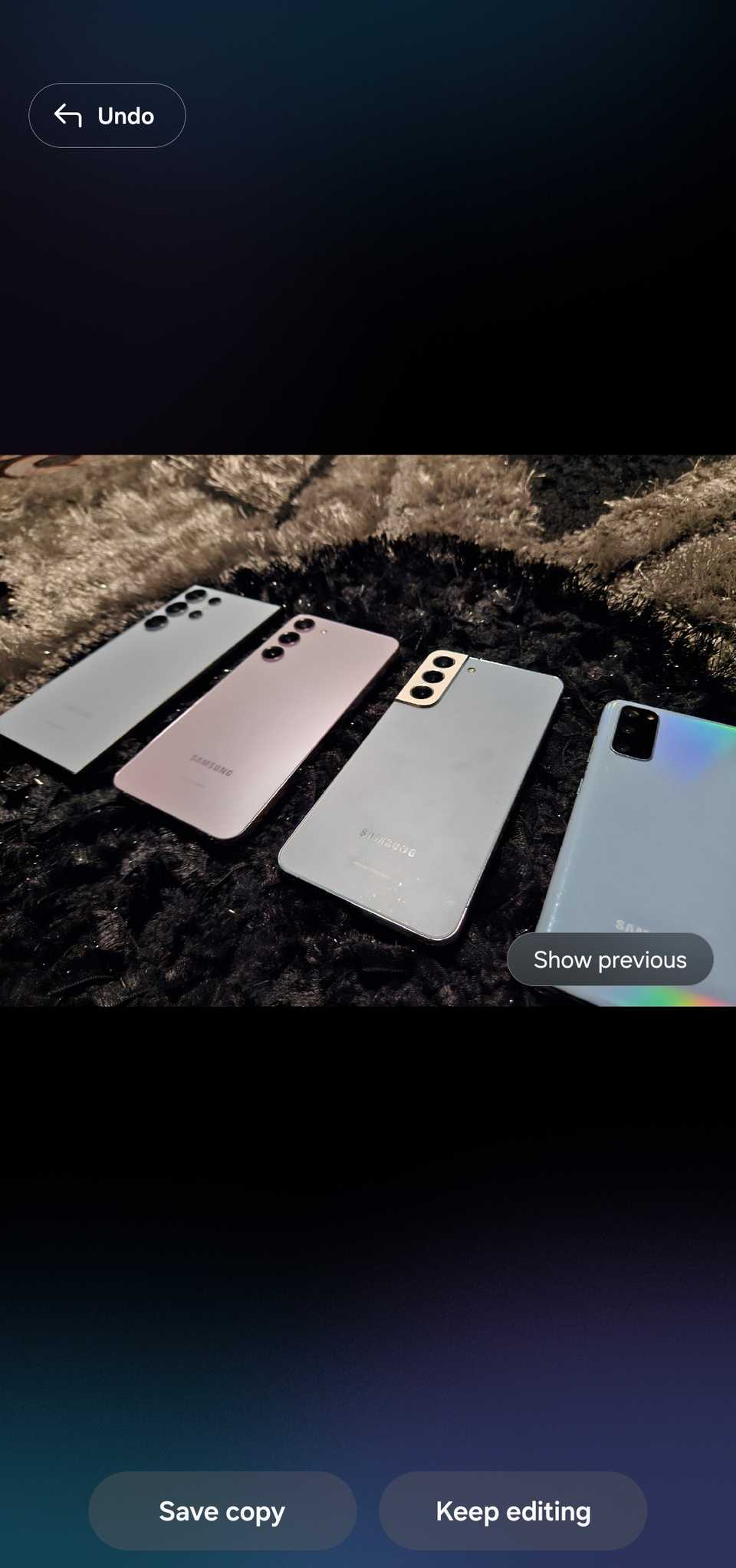 Samsung Gallery showing the Generative edit tool.