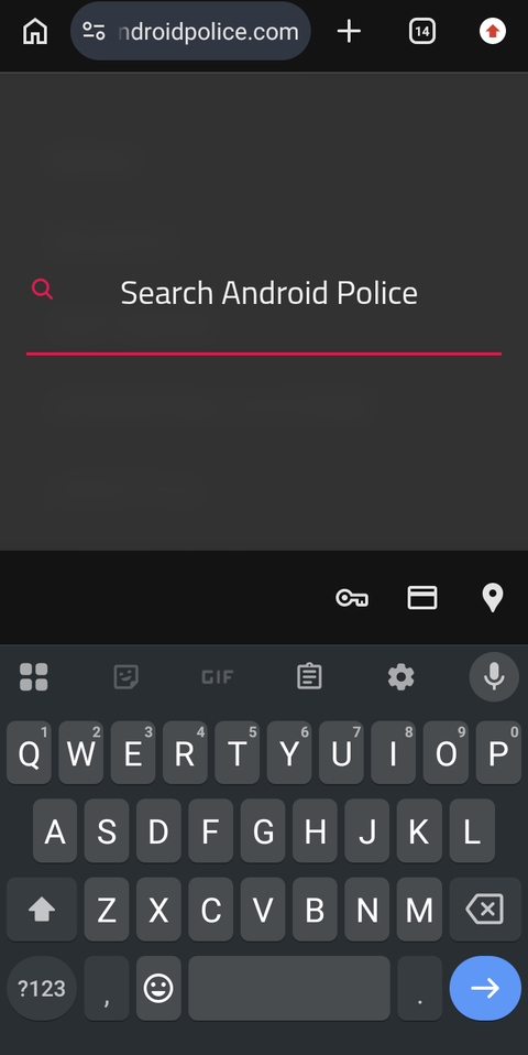 Screenshot of Gboard dark theme layout
