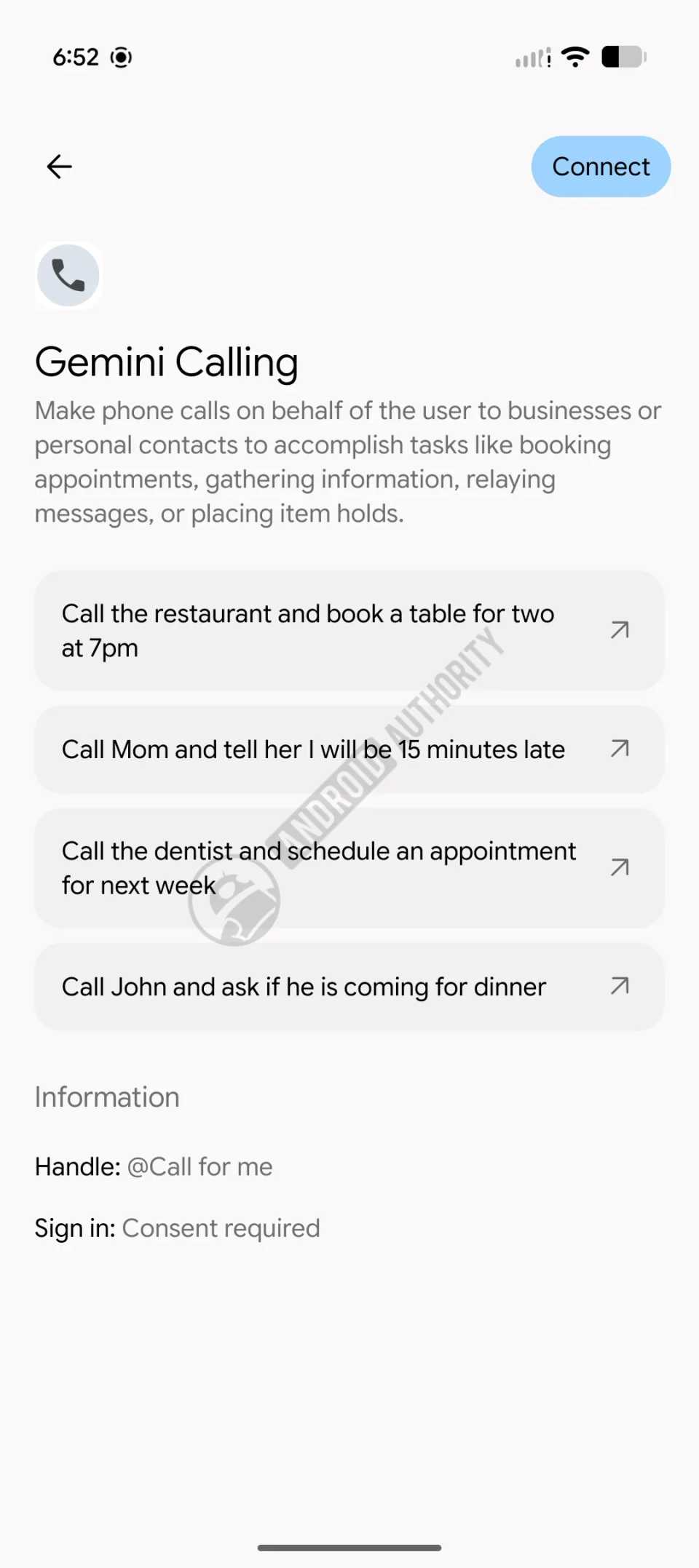 Gemini's calling feature.