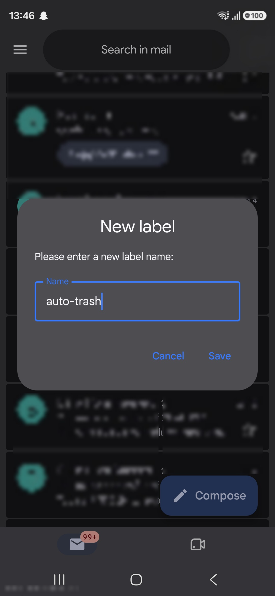 Gmail create new label