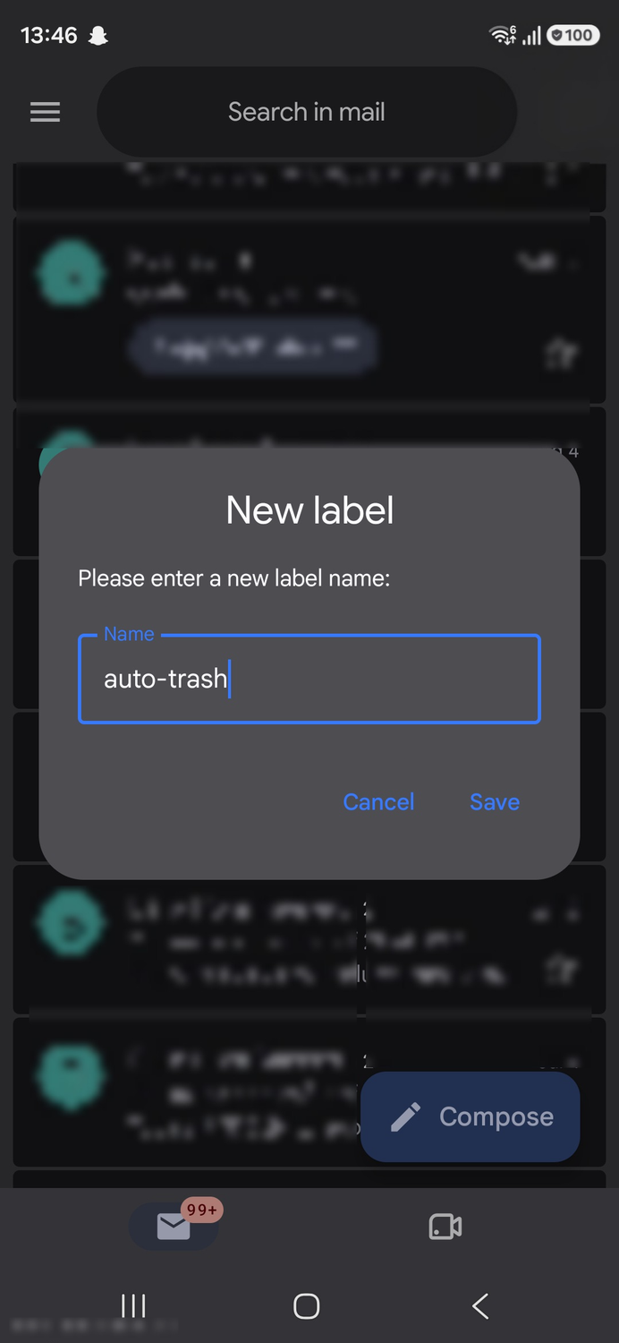 Gmail create new label