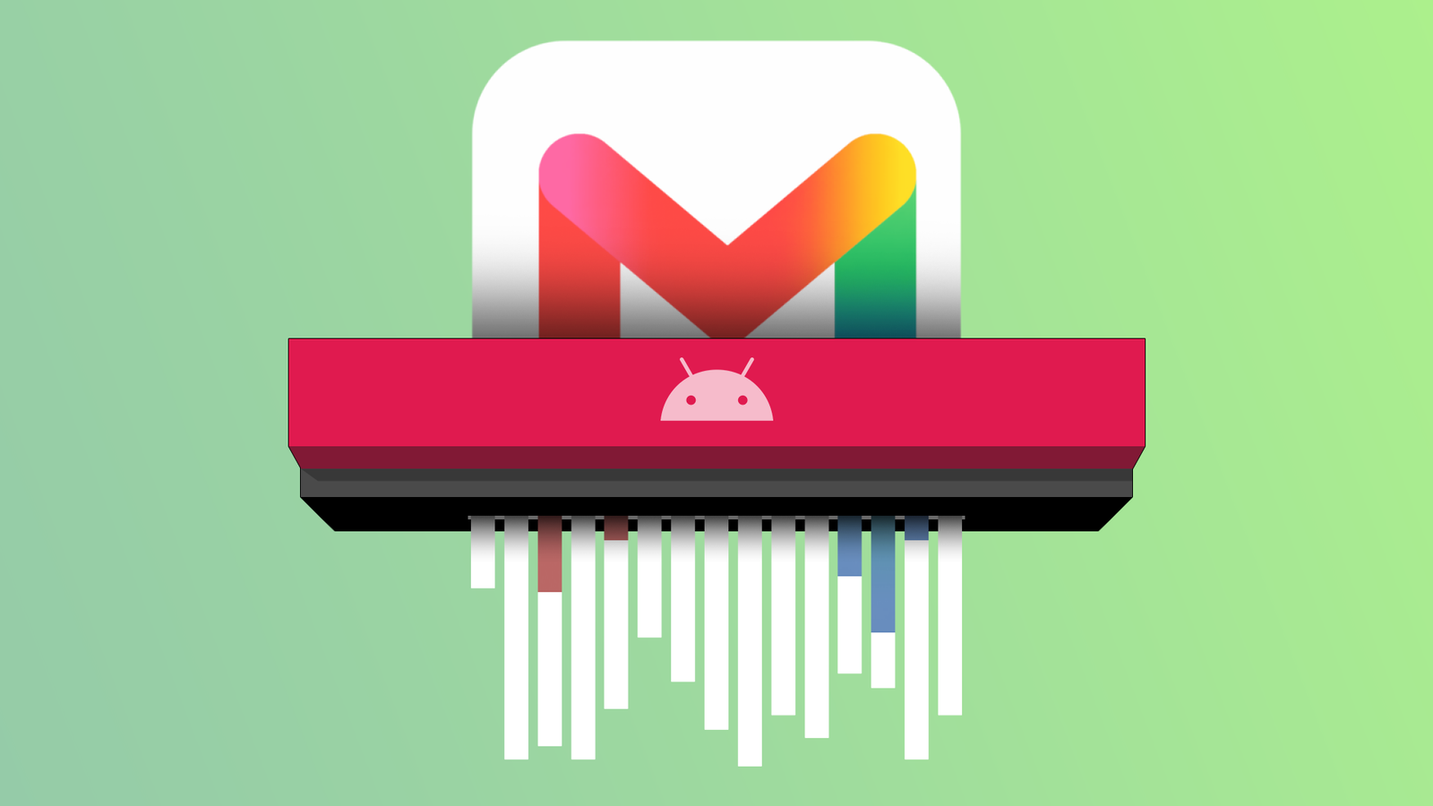 Gmail logo being shredded.