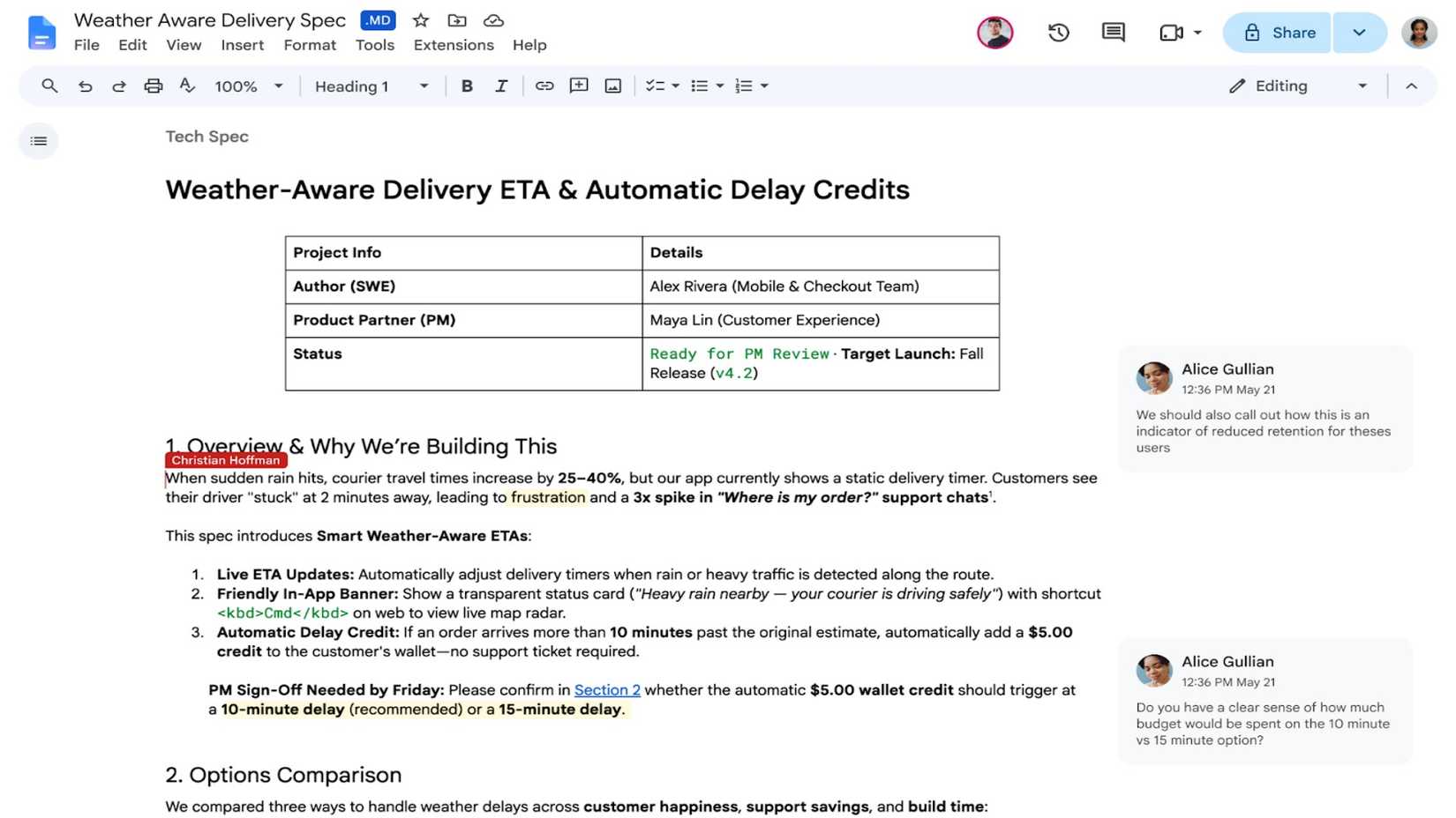 Screenshot showing Markdown file support in Google Docs