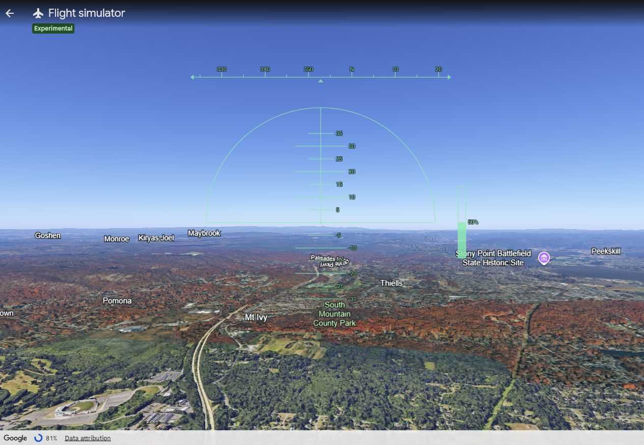 I took Google Earth's flight simulator for a spin; it's surprisingly addictive