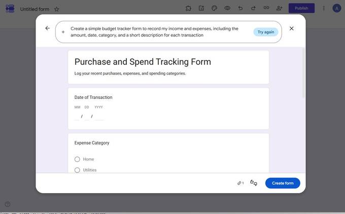 Screenshot showing a sample form in Google Forms