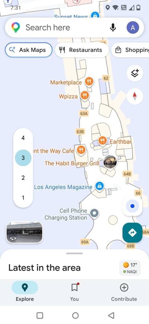 Screenshot showing indoor maps of LAX in Google Maps