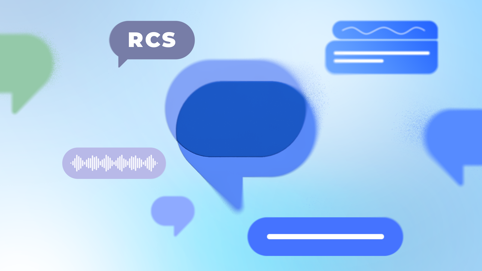 Google Messages logo surrounded by messaging icons.