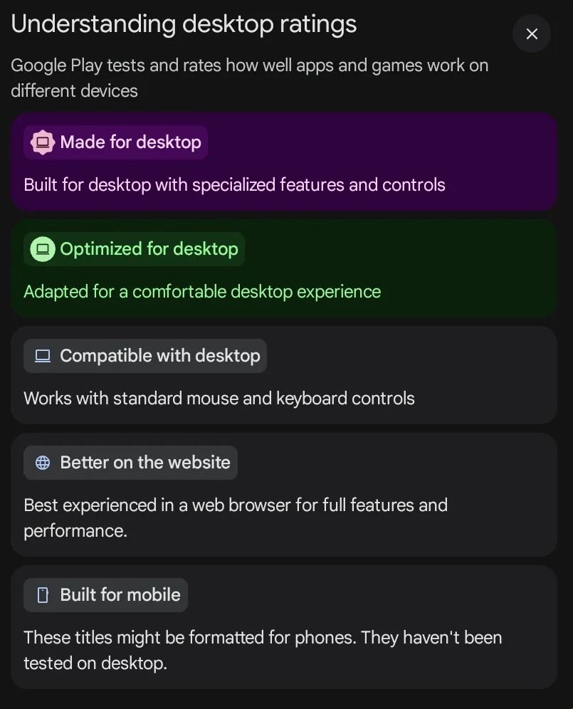 How Googlebook apps are labeled in Play store