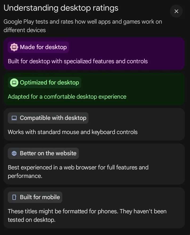 How Googlebook apps are labeled in Play store