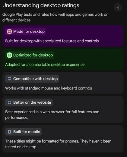 How Googlebook apps are labeled in Play store
