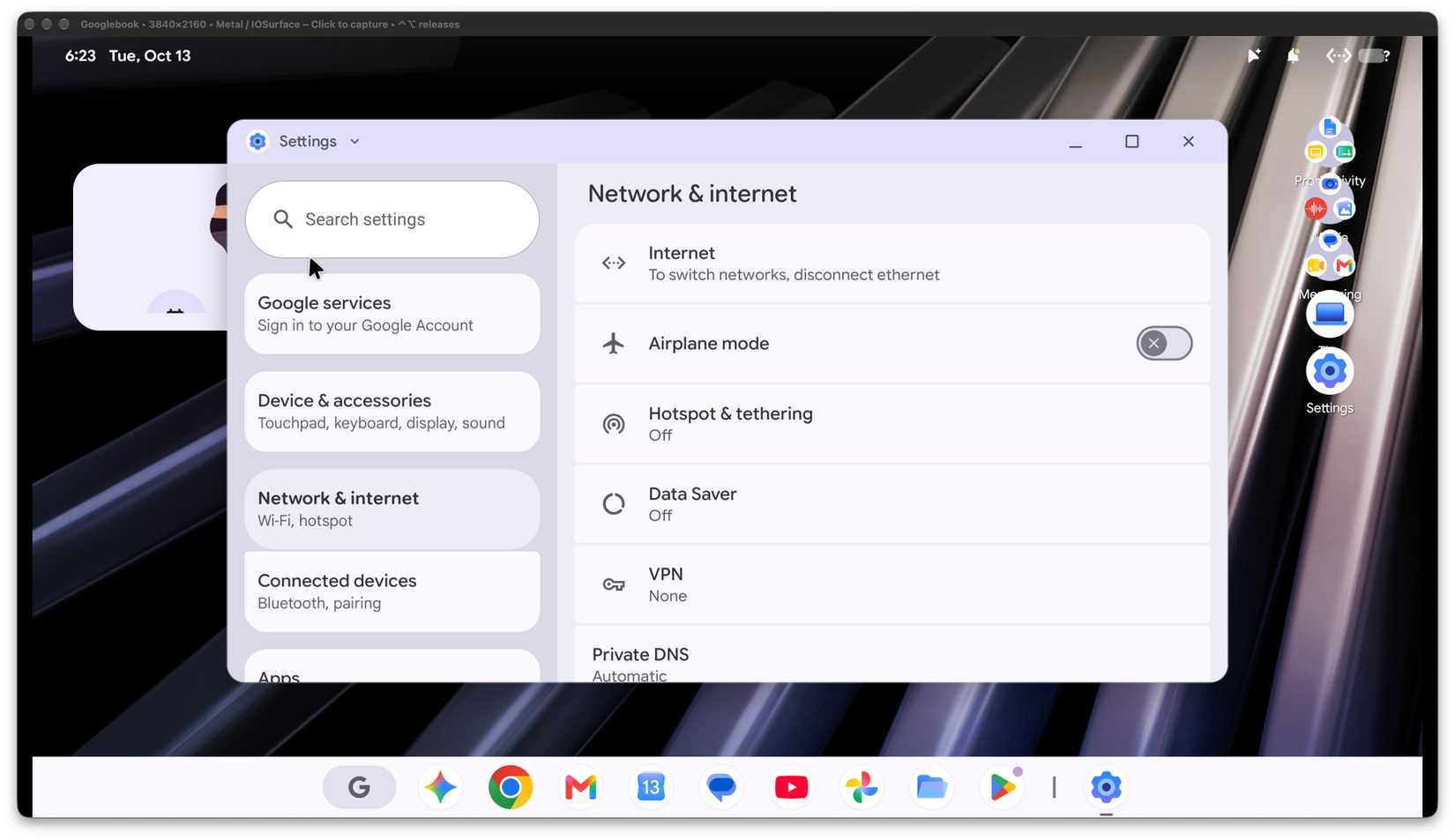 Googlebook OS running on a Mac