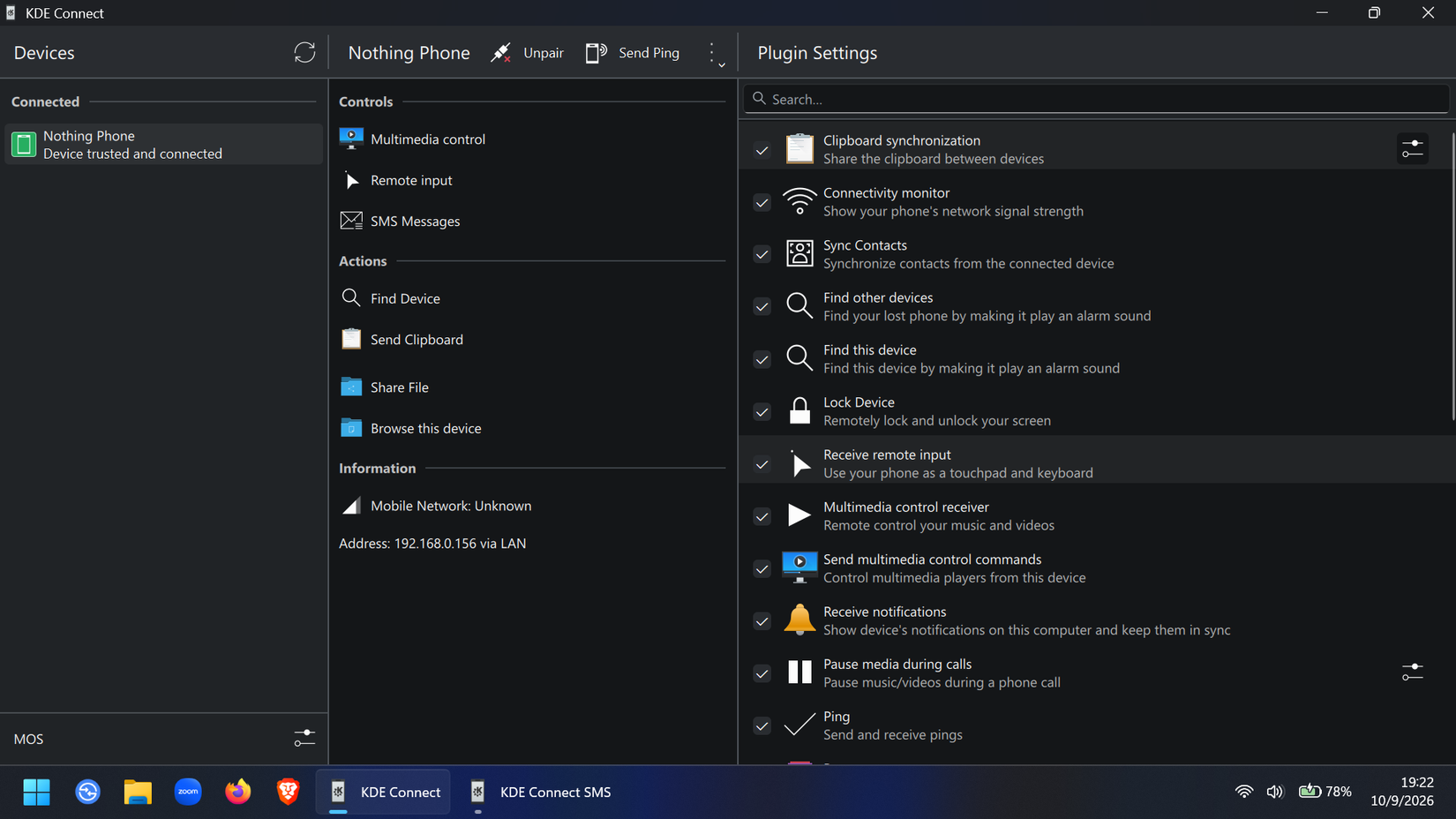 KDE Connect on Windows interface 2