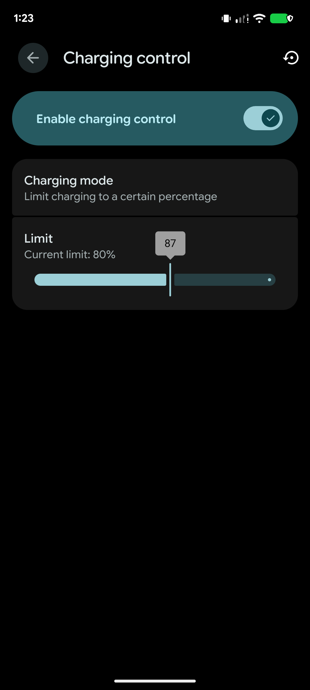 LineageOS 24 Charging Control Settings