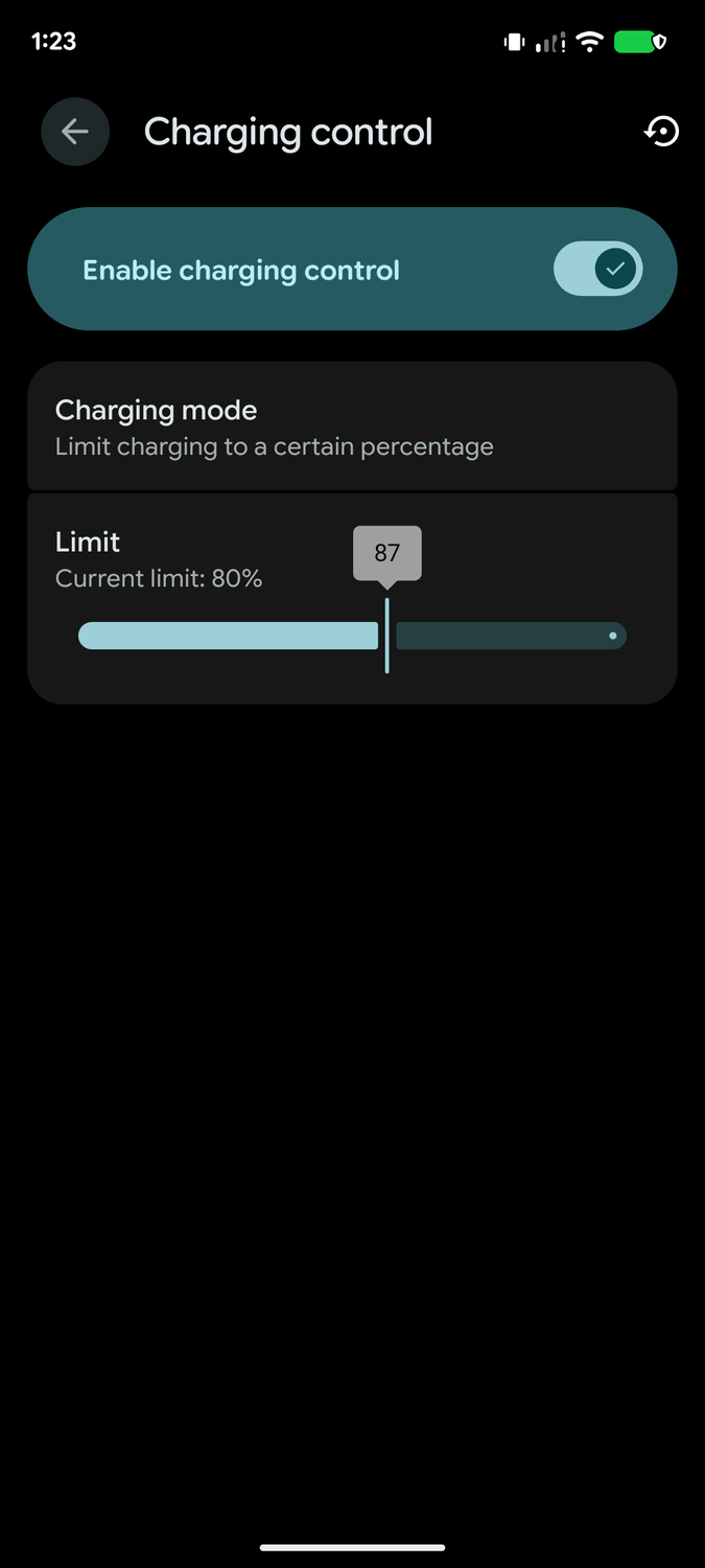 LineageOS 24 Charging Control Settings