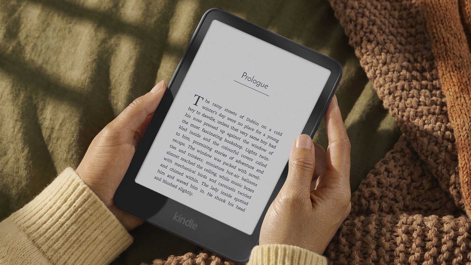 Il nuovo Kindle in Grafite, in fase di presentazione.