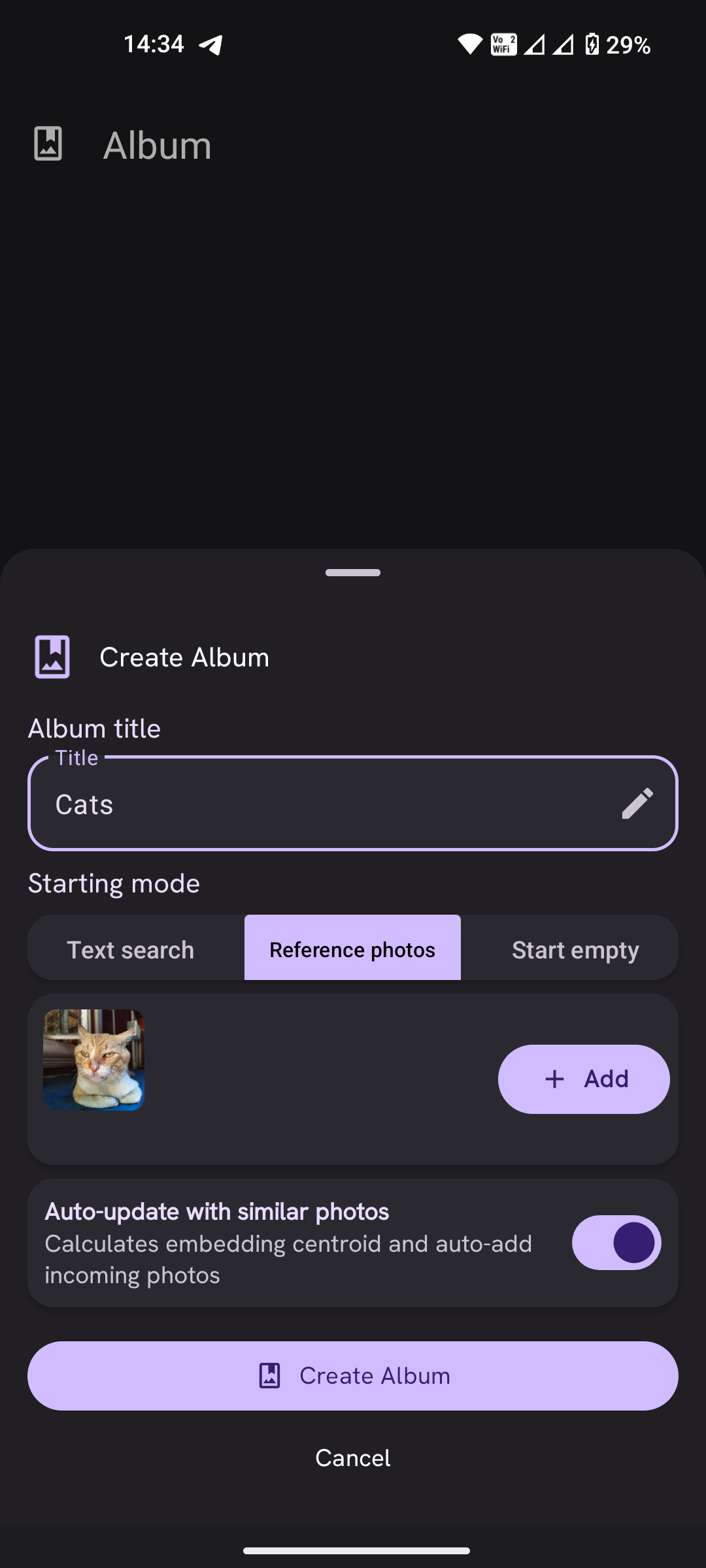 Memoria Android app photo gallery interface