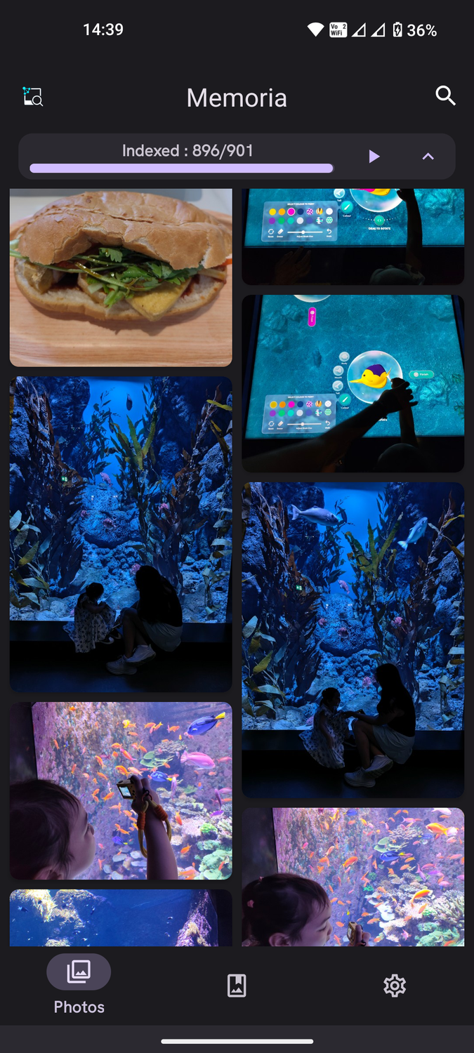 Memoria Android app photo gallery interface