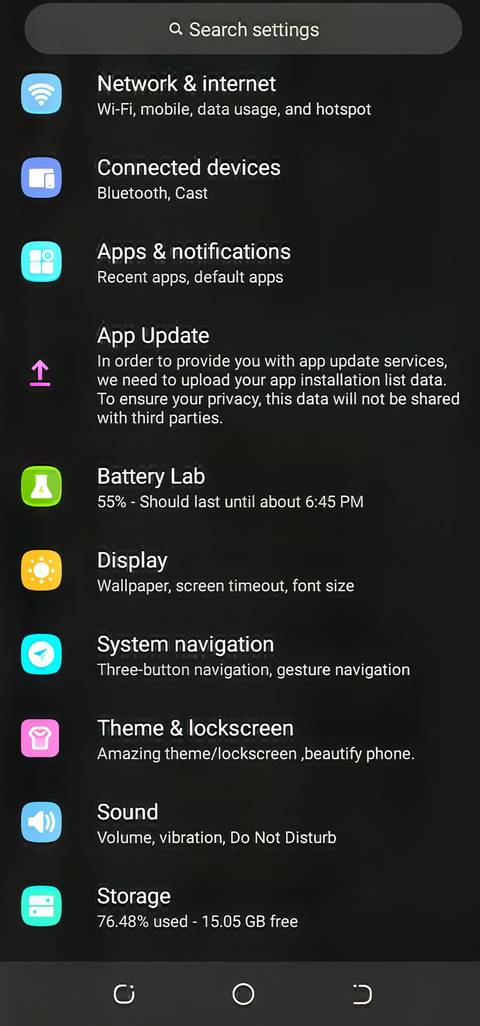 Apri le impostazioni di Android