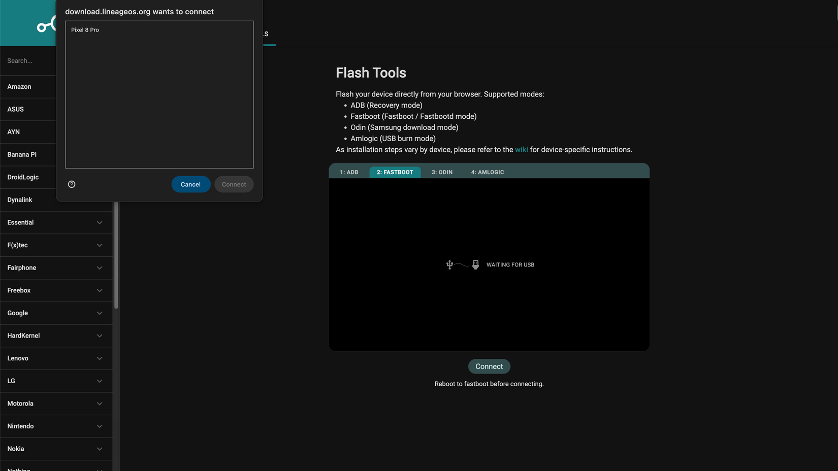 Strumento flash Web LineageOS