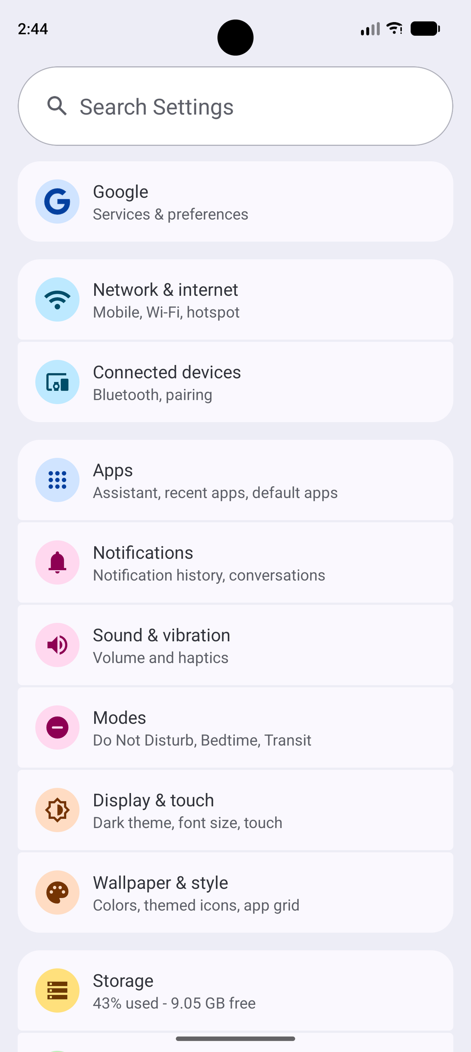 Pixel netework settings