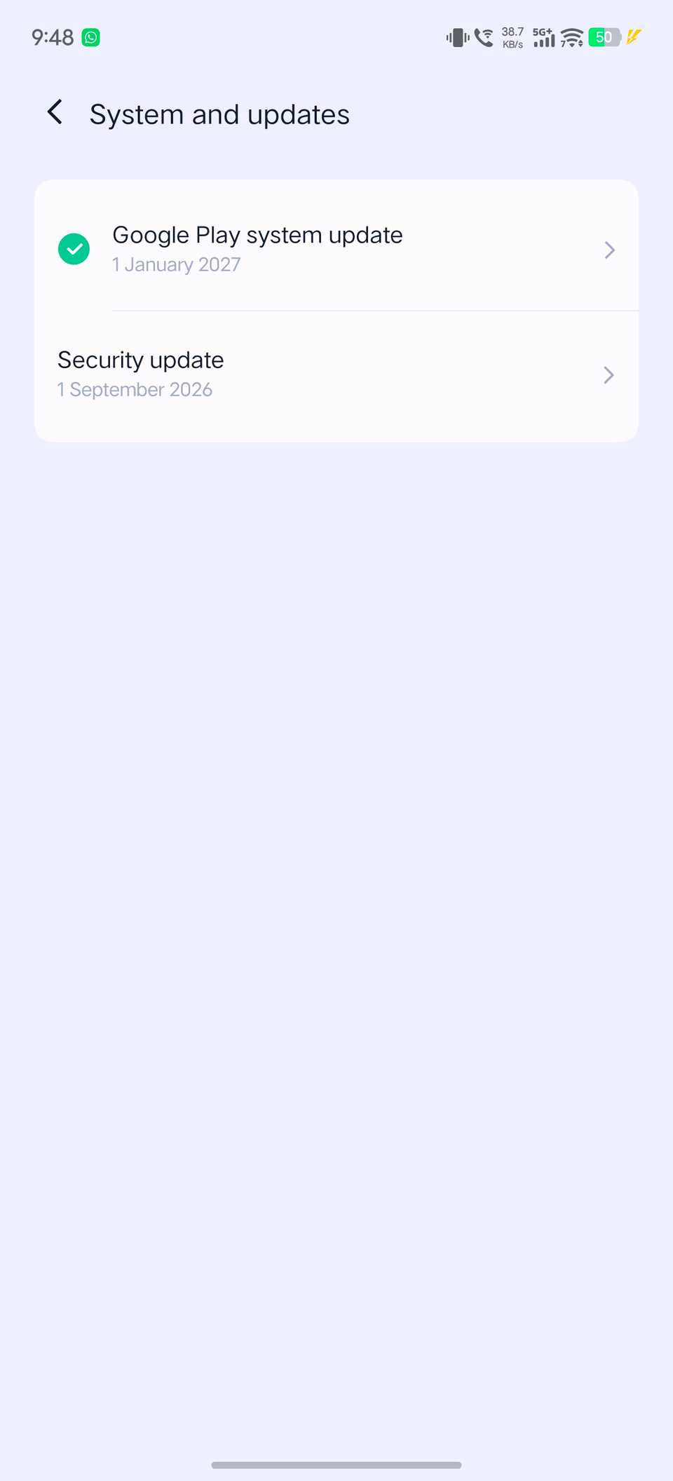 Google Play System update date of January 1, 2027