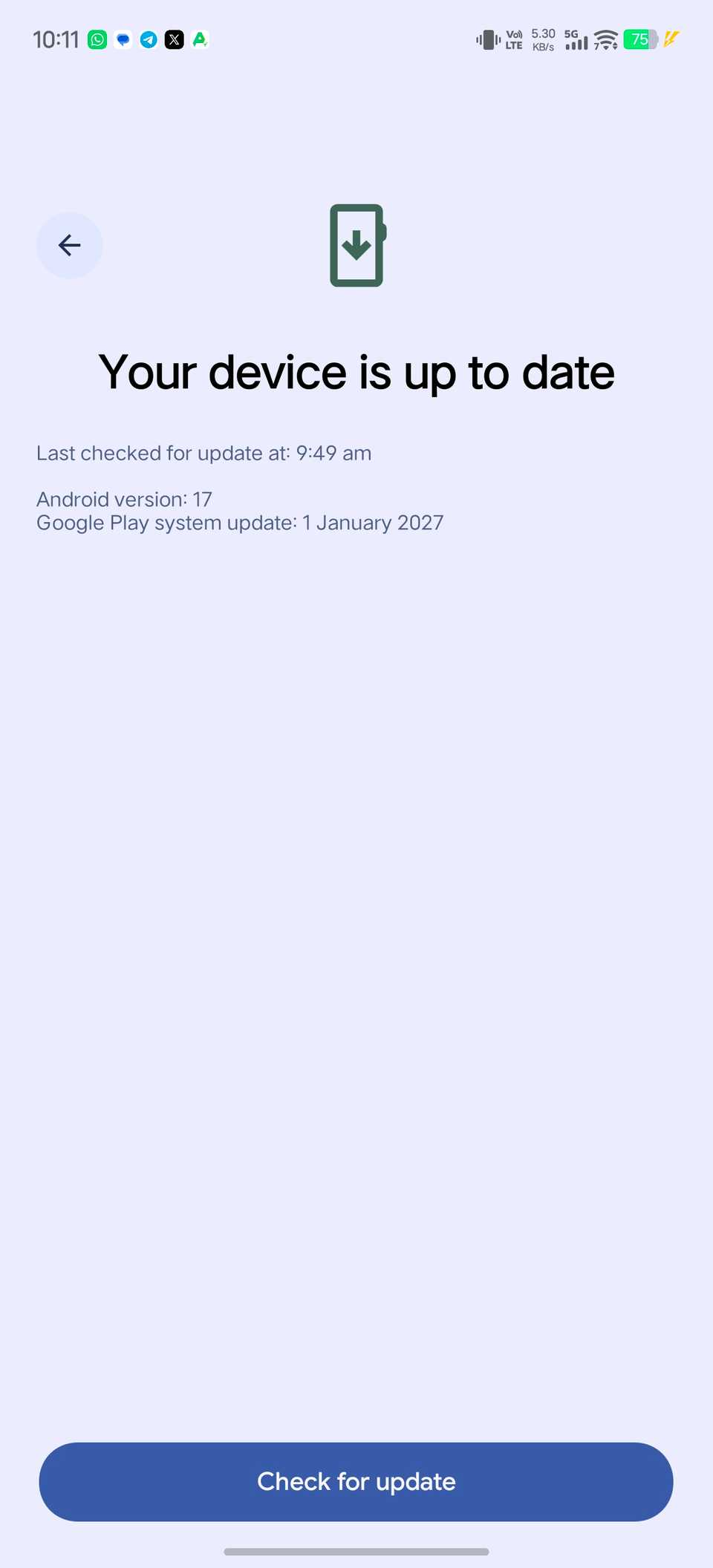 Google Play System update date of January 1, 2027