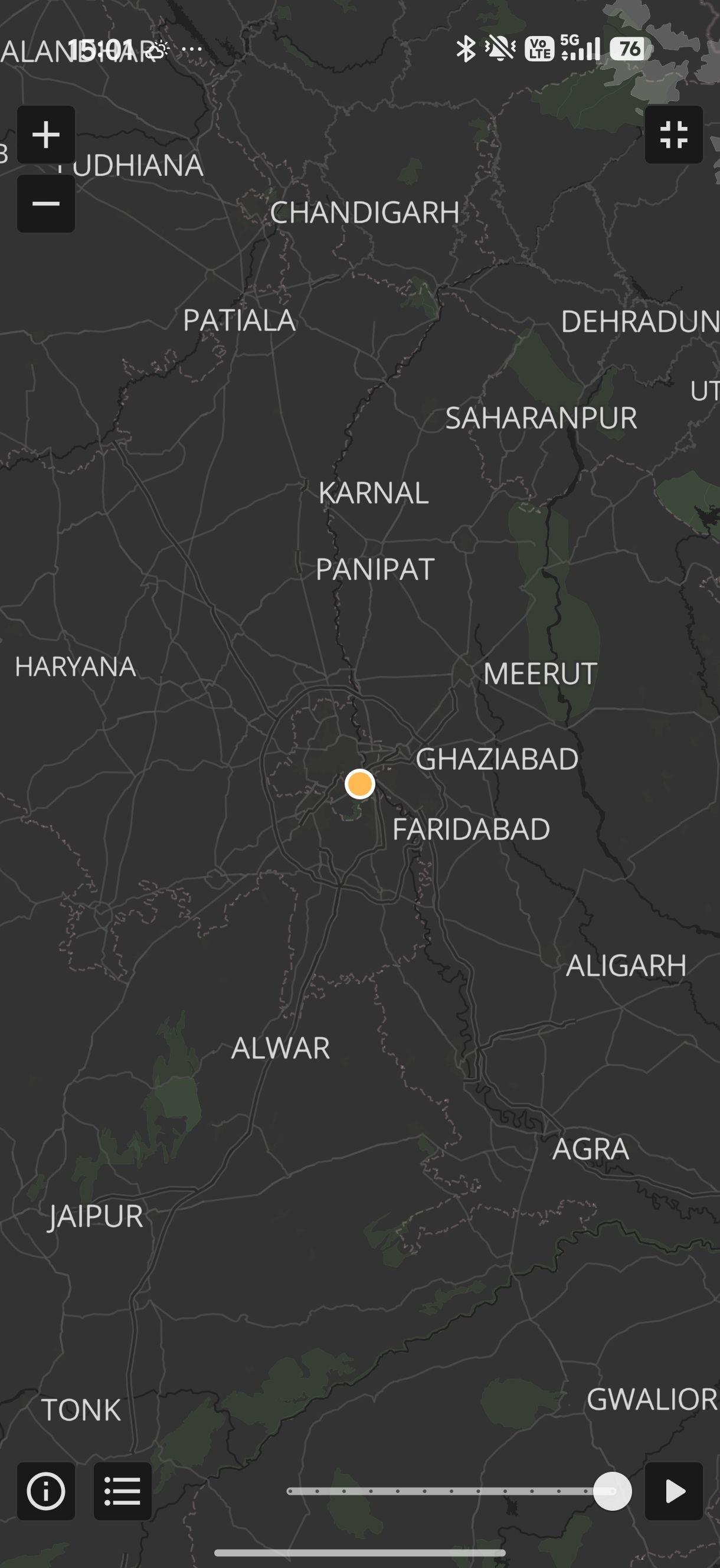 Quick Weather full screen radar for tracking rains