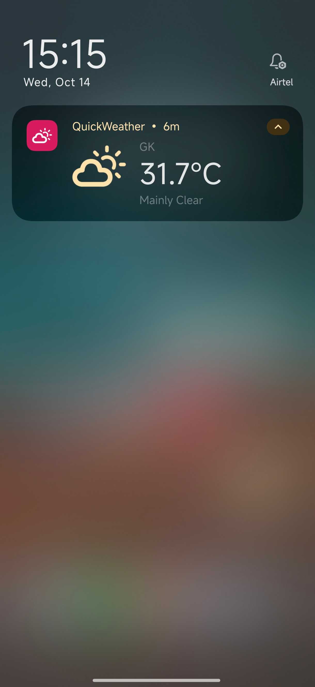 Quick Weather showing temperature in notification shade