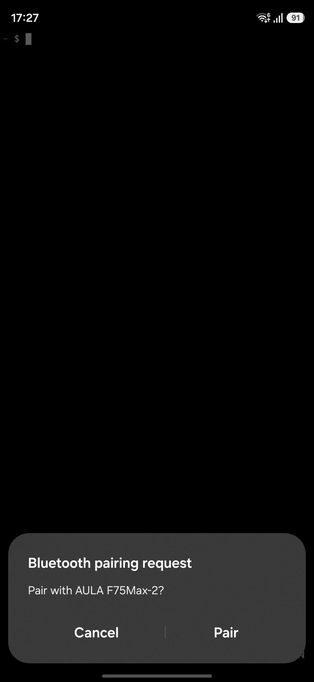 Samsung Bluetooth pairing request