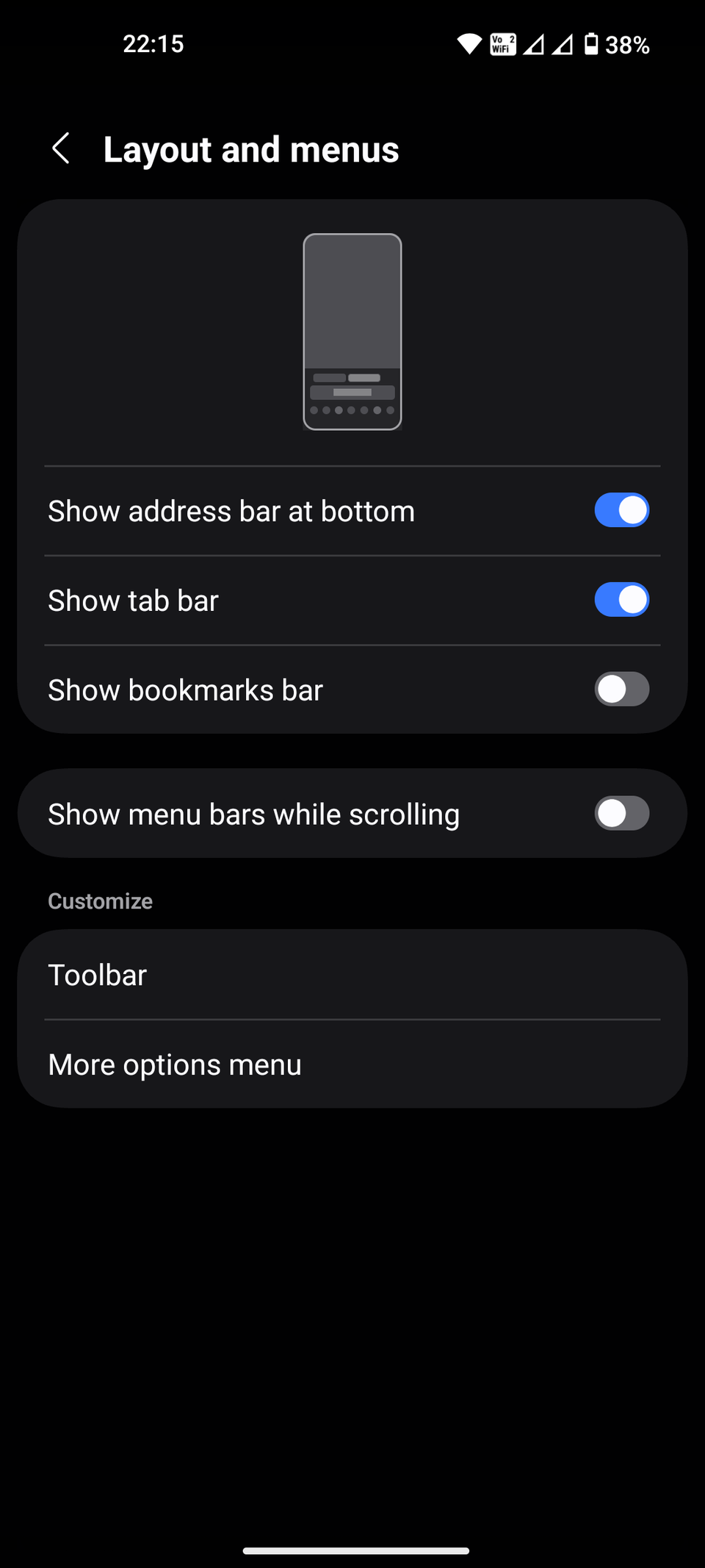 Applicazione Android per la personalizzazione del browser Samsung