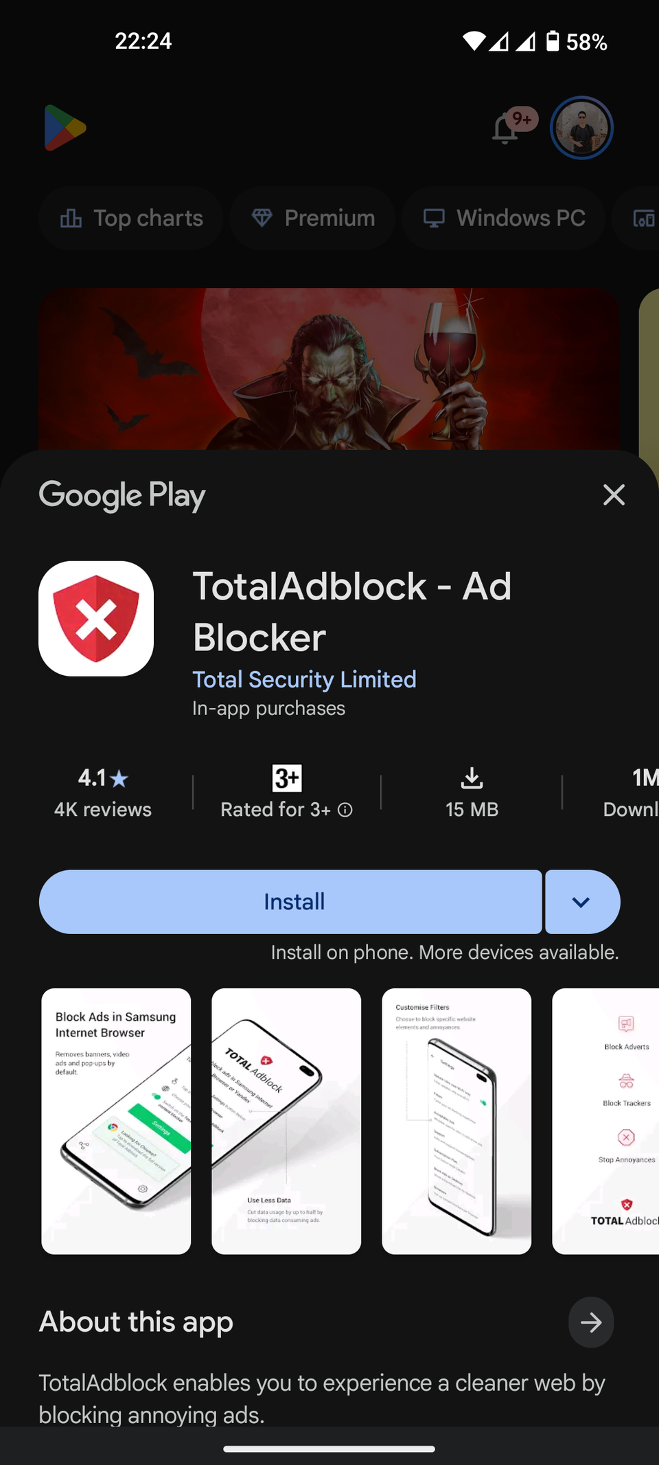Browser Samsung con interfaccia aggiuntiva per app Android