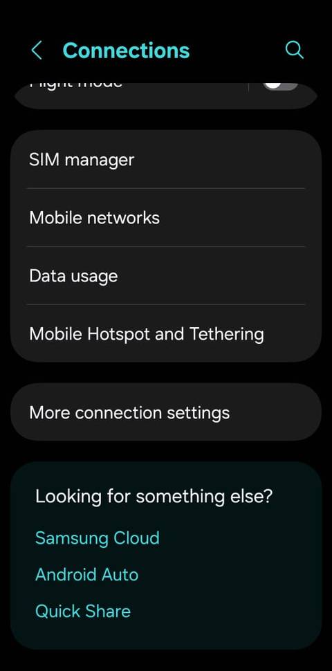 Samsung connection settings