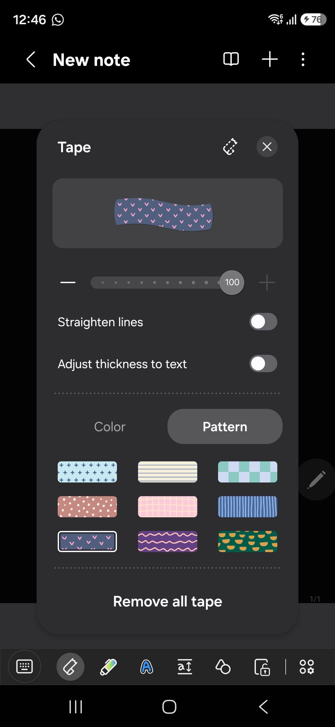 Samsung Notes tape tool