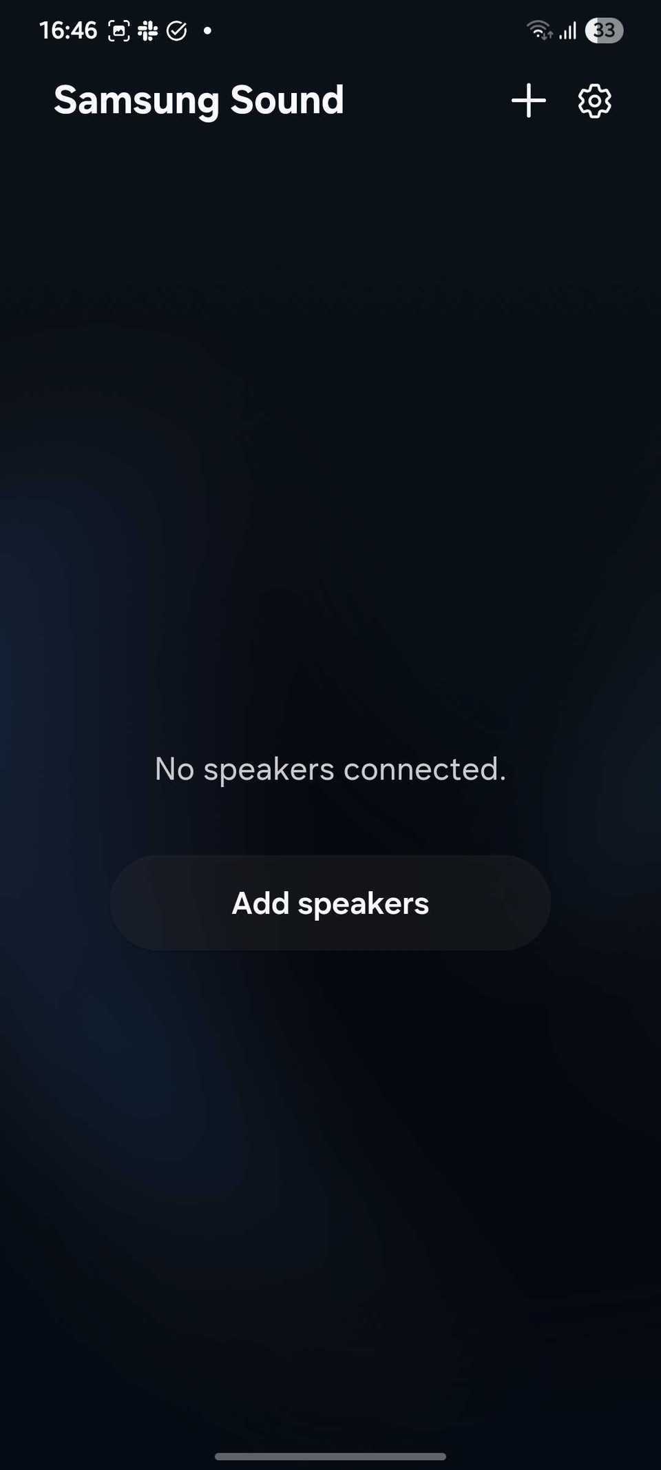 Screenshot showing the Add speakers option Samsung Sound app