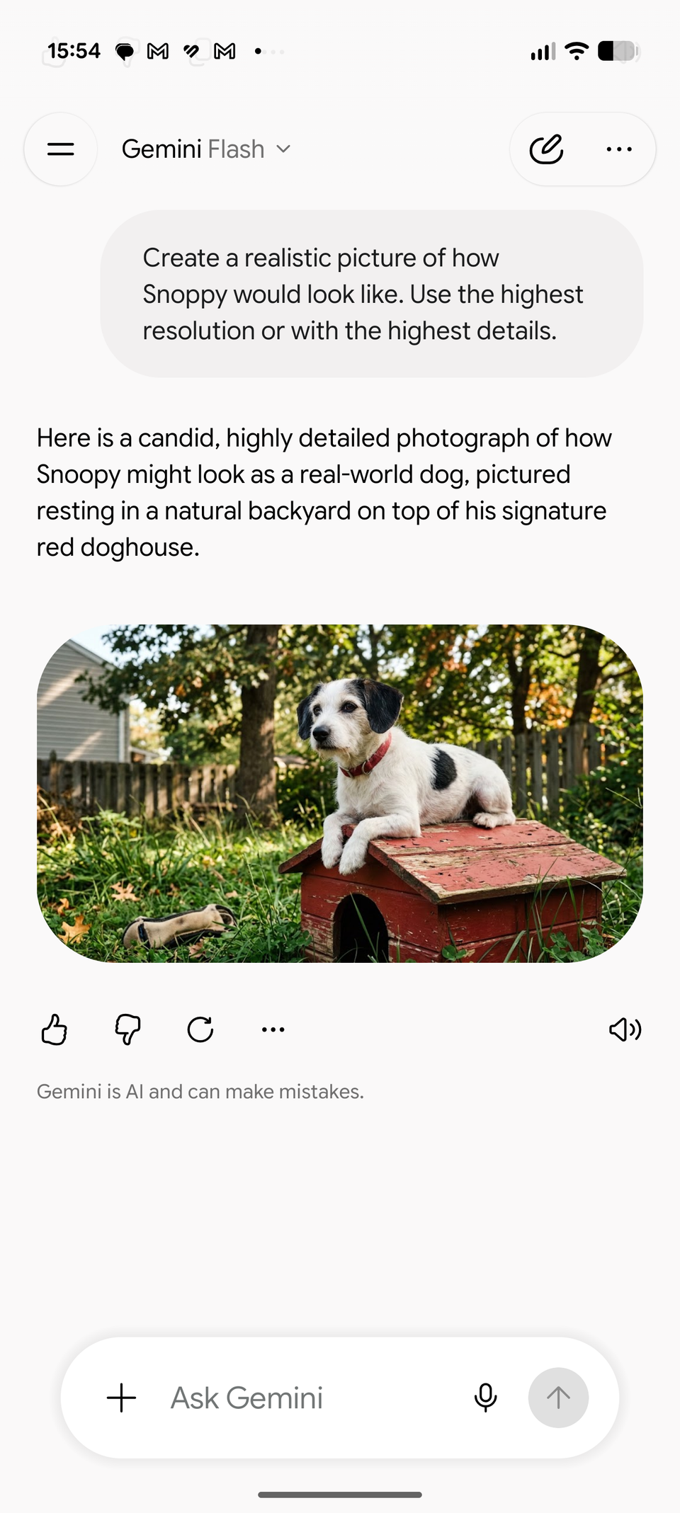 Generazione di immagini Gemini su Google Pixel 9 Pro XL utilizzando il modello Flash 3.8