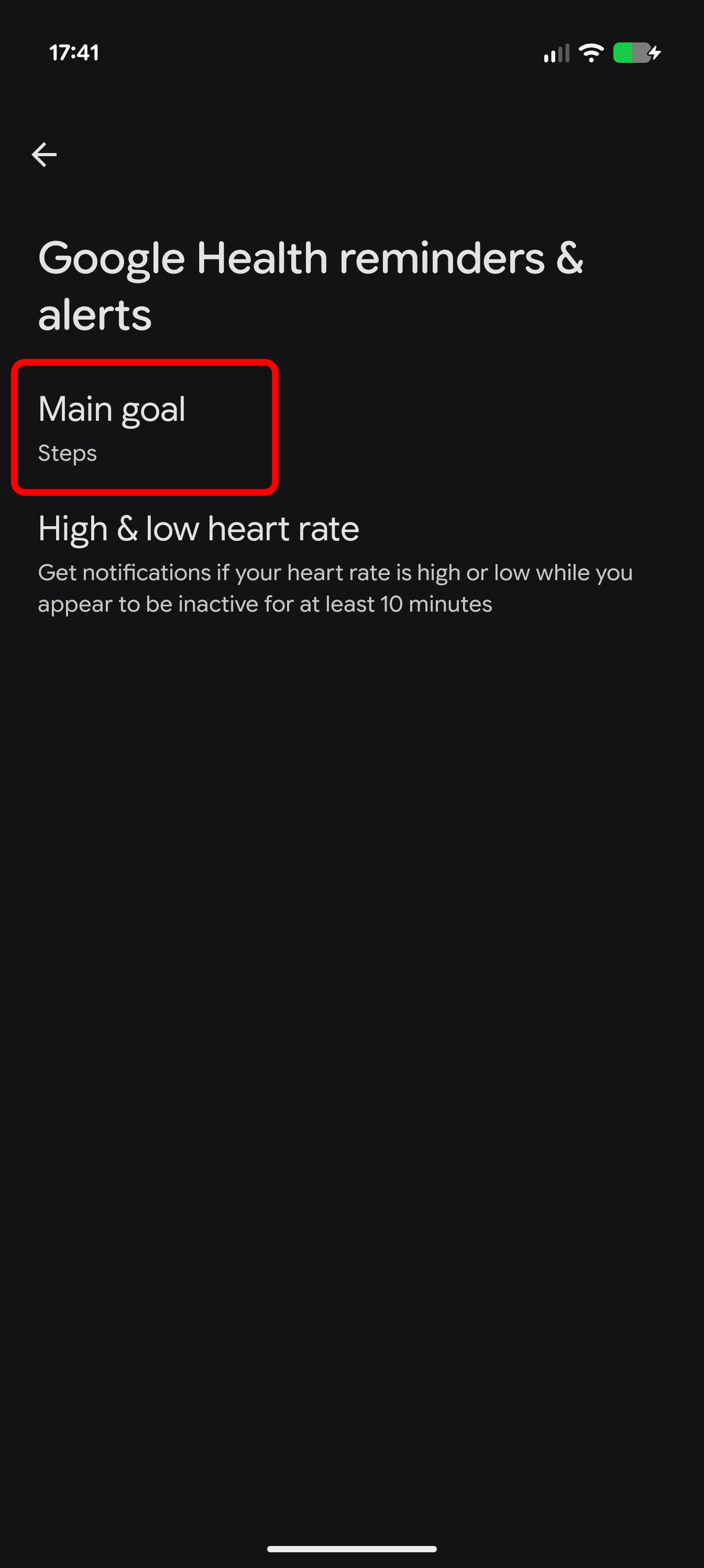 Google Health app with Fitbit Air as main device
